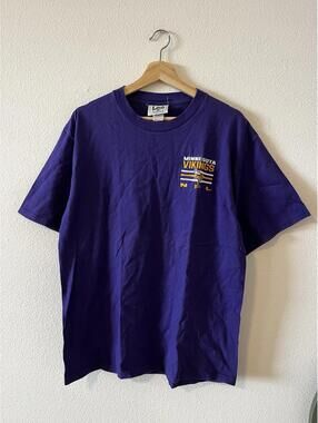 90s Minnesota Vikings NFL Embroidered T-Shirt Lee Purple L